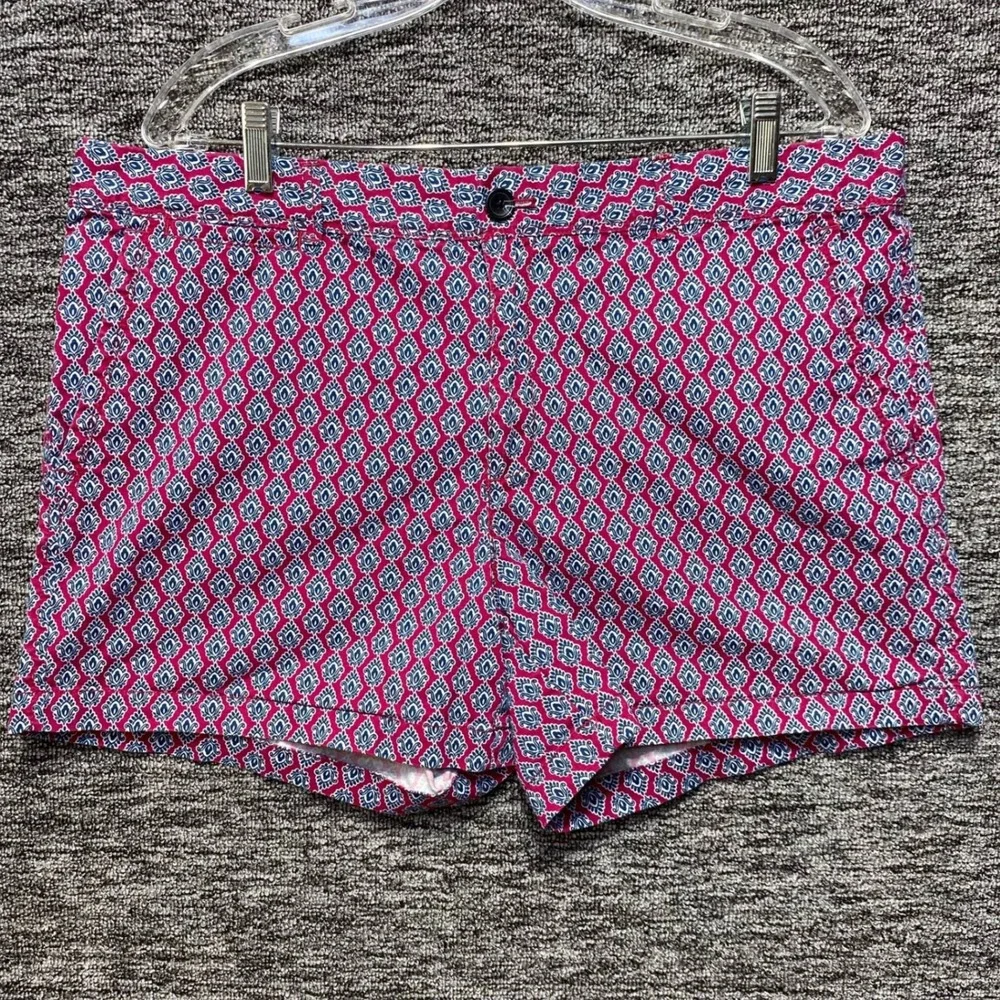 Banana Republic Hampton Fit Chino Shorts Womens 14 Pink Blue Medallion Casual
